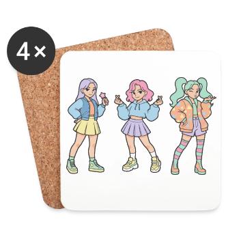 Kpop Koreanische Musik Süßes Korea-Mädchen Kpop-Fans Finger - Untersetzer (4er-Set) - Weiß - Vorne
