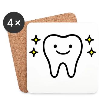 Dent mignonne - Dessous de verre (lot de 4) - blanc - Devant
