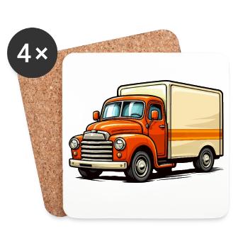 Illustration de camion de livraison - Dessous de verre (lot de 4) - blanc - Devant