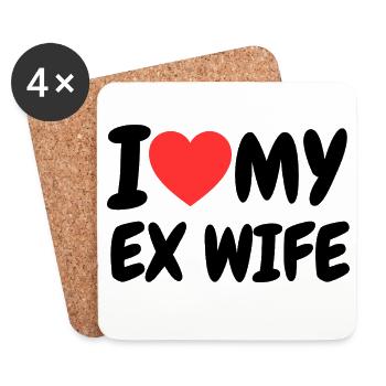 I Love My Ex Wife Heart Family Funny - Coasters (set of 4) - white - Front