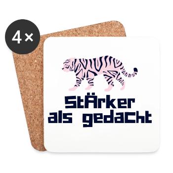 Stärker als gedacht: Pinker Tiger - Untersetzer (4er-Set) - Weiß - Vorne