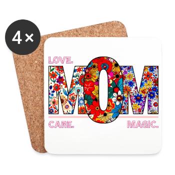 MOM Love Care Magisches Blumendesign - Untersetzer (4er-Set) - Weiß - Vorne