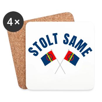 Proud Sámi – Crossed Flags - Coasters (set of 4) - white - Front