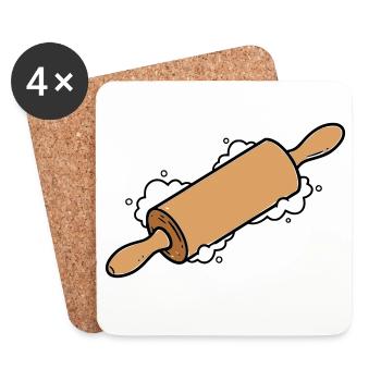Rolling Pin Rolling Dough Roll Baking - Coasters (set of 4) - white - Front