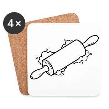 Rolling Pin Baking Roll Flour Outline - Coasters (set of 4) - white - Front