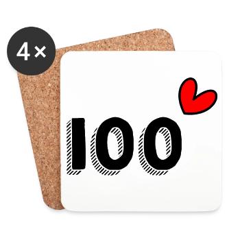 100. 100 JAHRE. 100-JÄHRIGES JUBILÄUM. GEBURTSTAG 100 - Untersetzer (4er-Set) - Weiß - Vorne