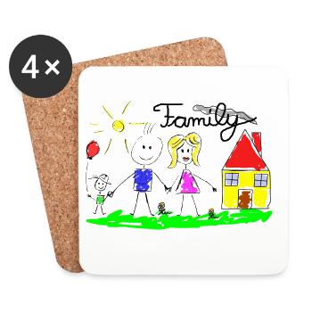 Dessin de lignes familiales - Dessous de verre (lot de 4) - blanc - Devant