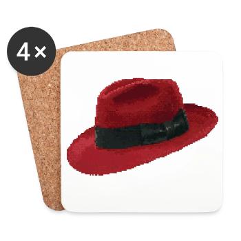 Retro Pixel Art Red Fedora Hat - Untersetzer (4er-Set) - Weiß - Vorne