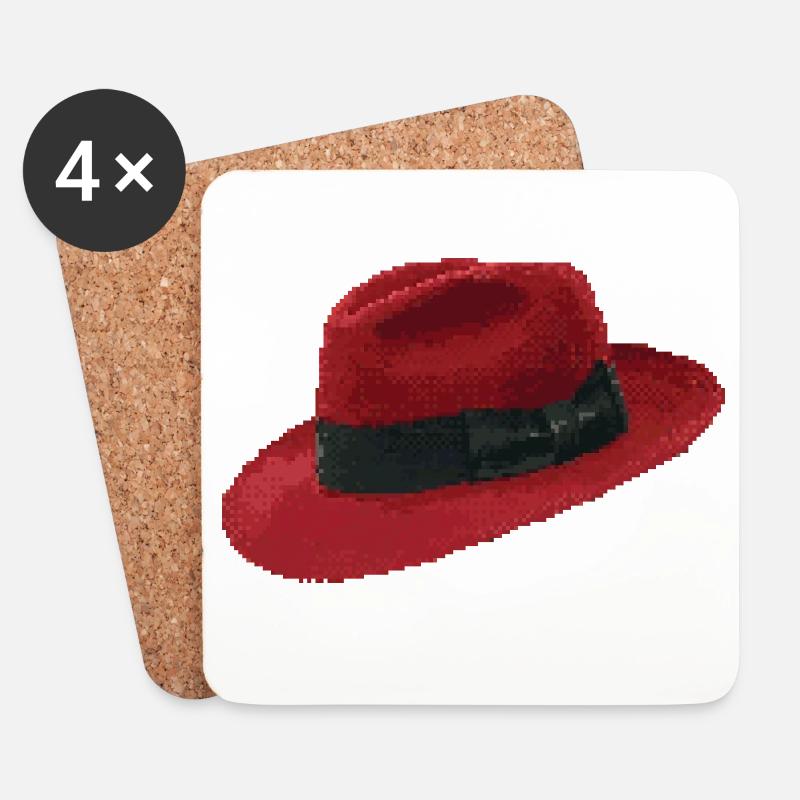 Retro Pixel Art Red Fedora Hat - Untersetzer (4er-Set) - Weiß