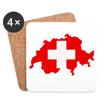 Schweizer Karte mit Flagge - Untersetzer (4er-Set) - Weiß - Vorne