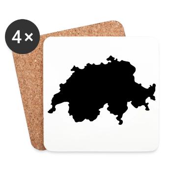 Schweizer Karte - Untersetzer (4er-Set) - Weiß - Vorne