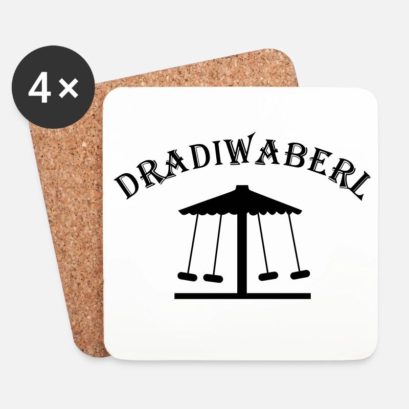 Dradiwaberl – Austrian dialect carousel - Coasters (set of 4) - white