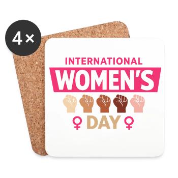 Internationaler Frauentag Frauenpower Geschenk - Untersetzer (4er-Set) - Weiß - Vorne