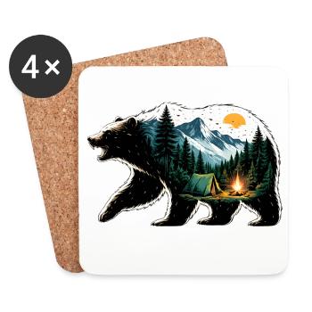 Ursine Adventure: Mountain Camping - Coasters (set of 4) - white - Front