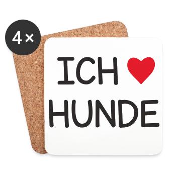 Ich ❤️ Hunde – Süßes Hundeliebe Textdesign - Untersetzer (4er-Set) - Weiß - Vorne