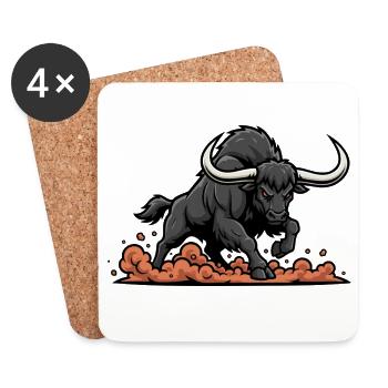 Black Buffalo Charge Maskottchen Buffalo Power - Untersetzer (4er-Set) - Weiß - Vorne