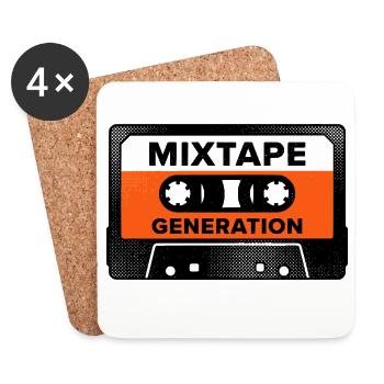 Mixtape Generation, t-shirt amusant Gen X Fun - Dessous de verre (lot de 4) - blanc - Devant