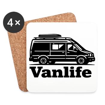 Vanlife Silhouette Minimalist Black Shirt - Untersetzer (4er-Set) - Weiß - Vorne