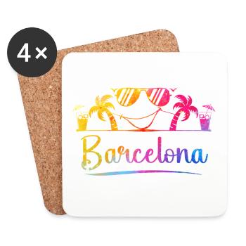 Barcelona Beach Palm Sunset - Coasters (set of 4) - white - Front