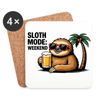 Sunny Sloth Bier Holiday - Untersetzer (4er-Set) - Weiß - Vorne