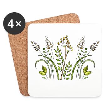 Blumen - Untersetzer (4er-Set) - Weiß - Vorne