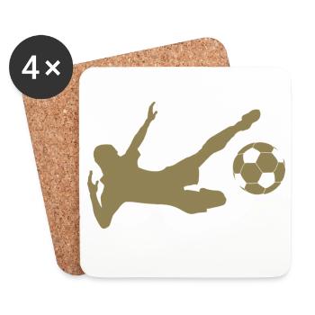 Minimalistische Silhouette Fußballspieler Seitfall - Untersetzer (4er-Set) - Weiß - Vorne