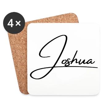 Nom de Josué - Écriture cursive élégante - Dessous de verre (lot de 4) - blanc - Devant