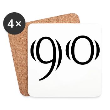 90. 90 ANS. 90e ANNIVERSAIRE. ANNIVERSAIRE 90 ANS. - Dessous de verre (lot de 4) - blanc - Devant