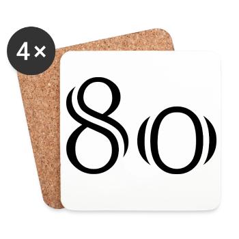 80. 80 ANS. 80e ANNIVERSAIRE. ANNIVERSAIRE 80 ANS. - Dessous de verre (lot de 4) - blanc - Devant