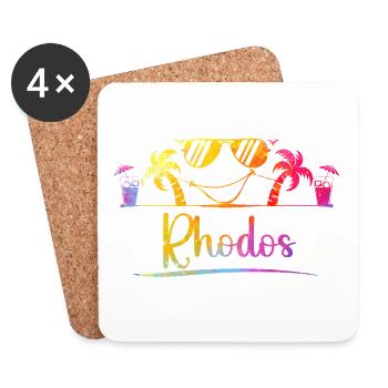 Rhodes Beach Dream Blaze of Colors - Coasters (set of 4) - white - Front