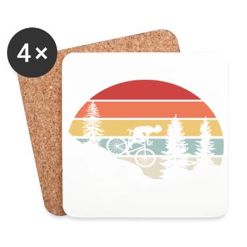 Mountain Bike Bicycle Nature Mountain Retro - Coasters (set of 4) - white - Front