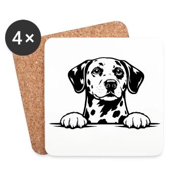 Dalmatian Portrait Black & White - Coasters (set of 4) - white - Front