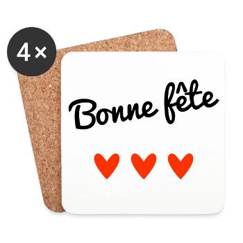 HAPPY BIRTHDAY. MOTHER'S DAY. FATHER'S DAY. PARTY - Coasters (set of 4) - white - Front