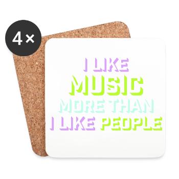 J’aime la musique plus que les gens désirent Musik - Dessous de verre (lot de 4) - blanc - Devant