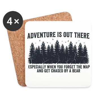 Adventure is out there – Funny Outdoor Spruch - Coasters (set of 4) - white - Front