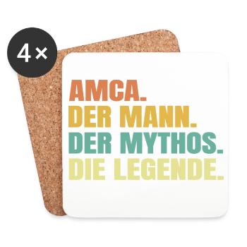 Amca Der Mann Der Mythos Die Legende Retro - Untersetzer (4er-Set) - Weiß - Vorne