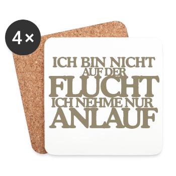 Keine Flucht Nur Anlauf Lustiges Retro Design - Untersetzer (4er-Set) - Weiß - Vorne