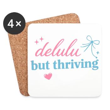 Delhu Thriving Script Logo - Untersetzer (4er-Set) - Weiß - Vorne