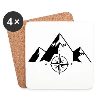 Mountains Compass Nature Outdoor - Coasters (set of 4) - white - Front