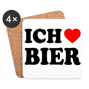 Ich liebe bier - Untersetzer (4er-Set) - Weiß - Vorne