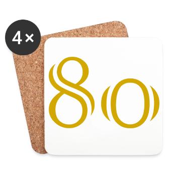 80. 80 ANS. 80e ANNIVERSAIRE. ANNIVERSAIRE 80 ANS. - Dessous de verre (lot de 4) - blanc - Devant