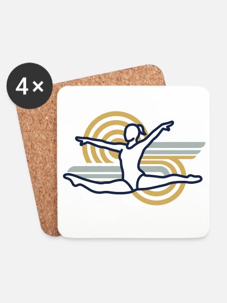 Gymnastik im Sonnenkreis - Untersetzer (4er-Set) - Weiß