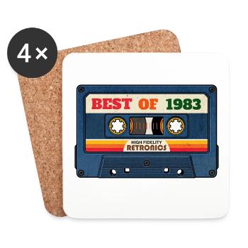 Best of 1983 – Retro Mixtape im Vintage-Look - Untersetzer (4er-Set) - Weiß - Vorne