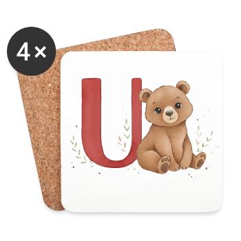 Bear with letter U - Coasters (set of 4) - white - Front