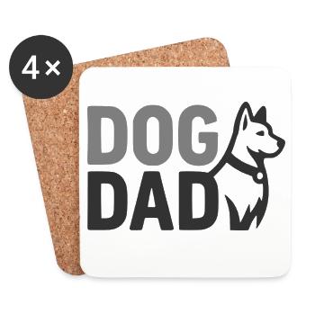 Hundepapar Grafik Dog Dad mit Hundesilhouette - Untersetzer (4er-Set) - Weiß - Vorne