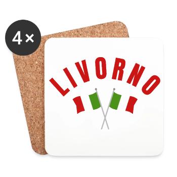 Livorno Italian Flags Crest  - Coasters (set of 4) - white - Front