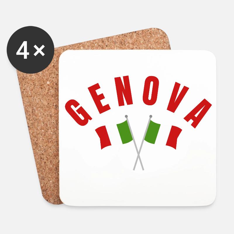 Genova Italian Flags - Coasters (set of 4) - white