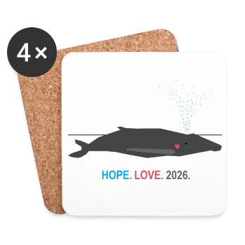 Espoir d’ESPOIR Minimaliste Baleine 2026 | Wal Herz Design - Dessous de verre (lot de 4) - blanc - Devant