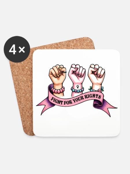 Kämpfe für deine Rechte Feministin - Untersetzer (4er-Set) - Weiß