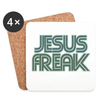 Graphique rétro de Jésus Freak - Dessous de verre (lot de 4) - blanc - Devant